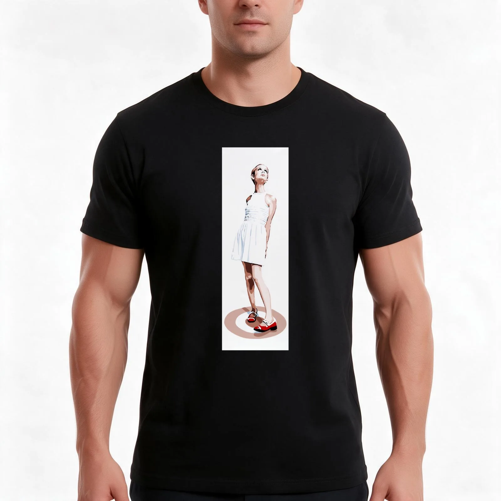 Twiggy target T-Shirt, Summer Casual Cotton Tee, Oversized Streetwear Tops, Vintage Graphic Print, Loose Fit Short Sleeve