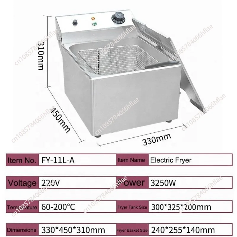 Commercial Large Capacity Electric Deep Fryer, Fast Food Kitchen French Fries Frying Machine