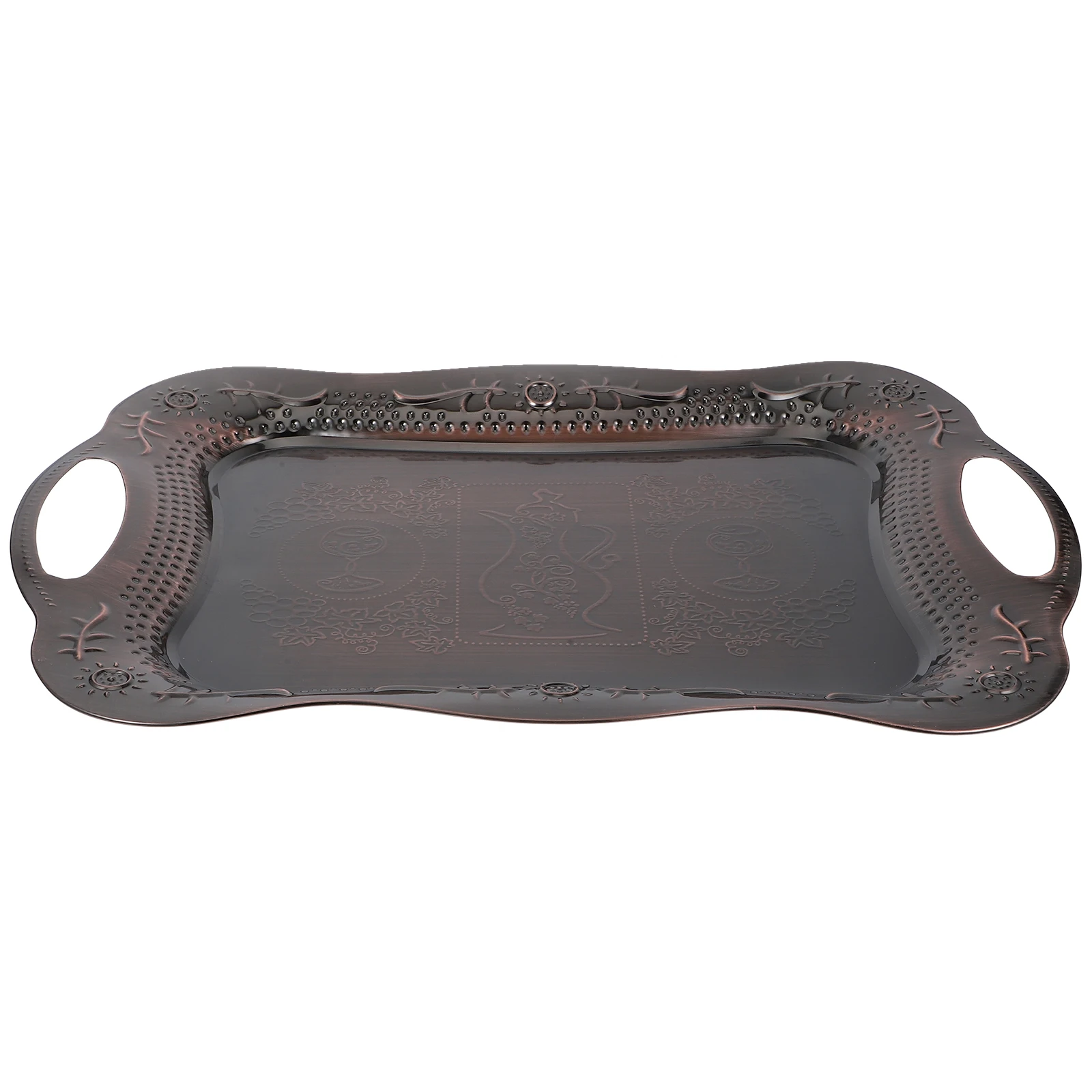 

Retro Craft Tray Stainless Steel Metal Rectangular Large Food Serving Platter for Party Home Office Picnic Fruit
