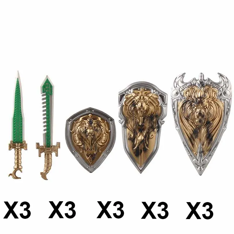 MOC Medieval Waffen Accessories Building Blocks Solider Knights Figures Shield Sword Halberd Axe Retro Style DIY Mini Brick Toys
