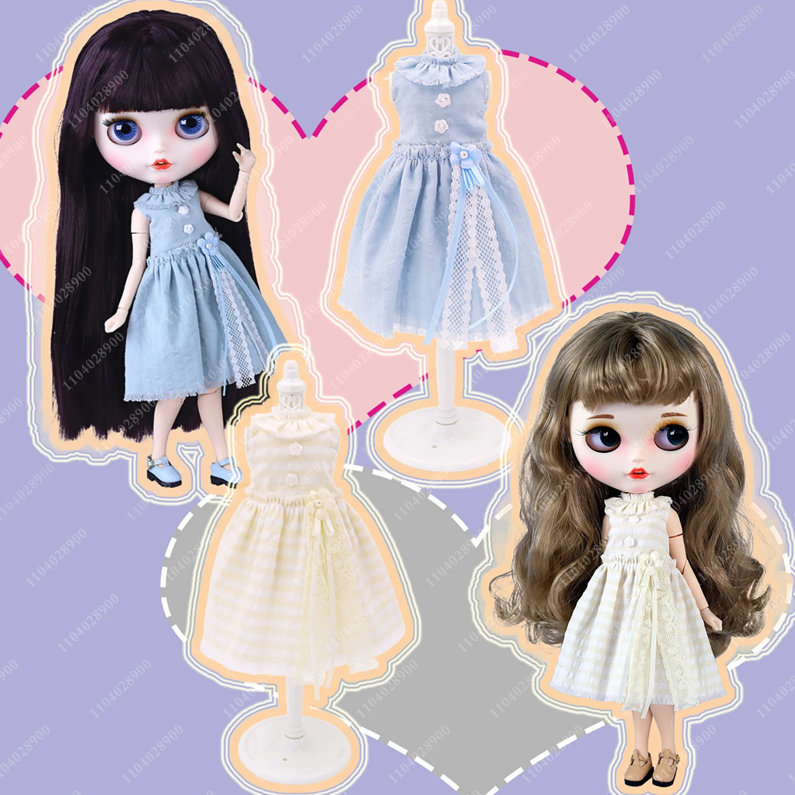 

ICY DBS Blyth Doll 30cm Sweet Girl Lady Dress Bunny Teeth Fair Skin Matte Face 19 Joints Body Doll Anime Girls Festival Gifts