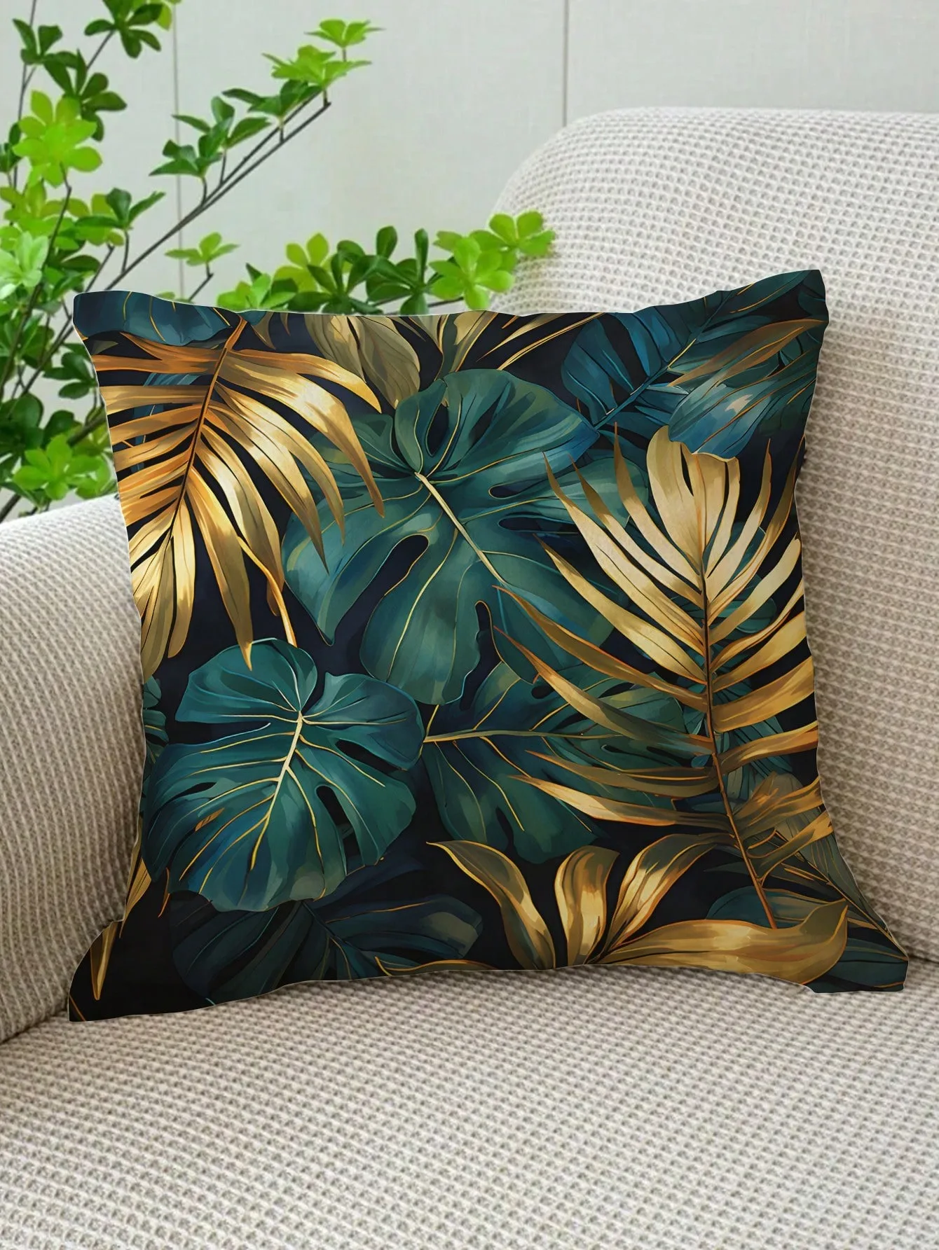 

Tropical plant printed decorative pillowcase with soft and comfortable single-sided printed pillowcase that can be machine wash