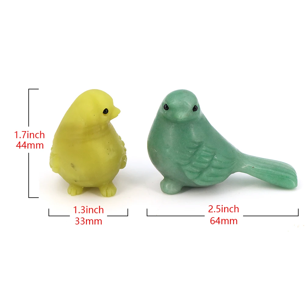 Cute Bird Statue Natural Stone Carving Healing Crystal Animal Figurine Ornament Gemstone Simulated Bird Garden Home Decoration