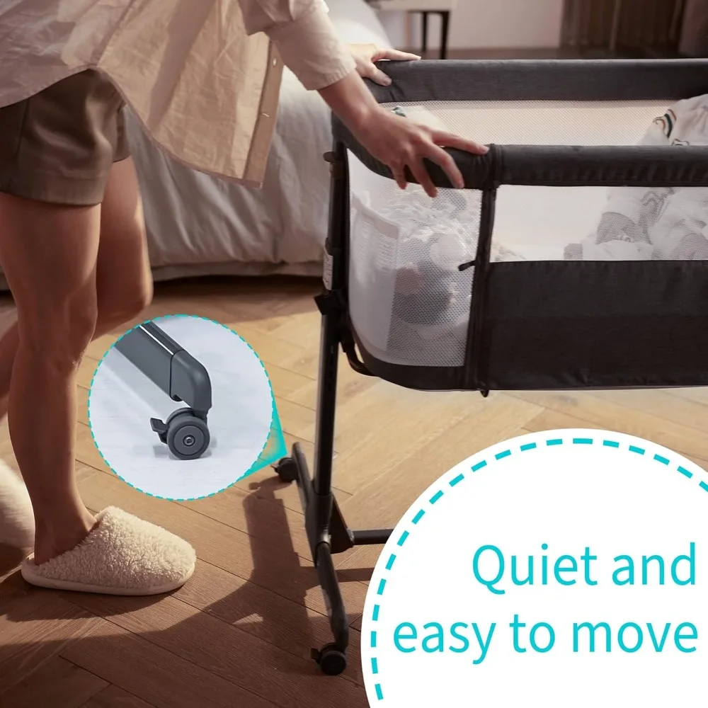 Baby Bassinets All mesh Crib Portable for Safe Co-Sleeping Adjustable Bedside Sleeper Baby Bed
