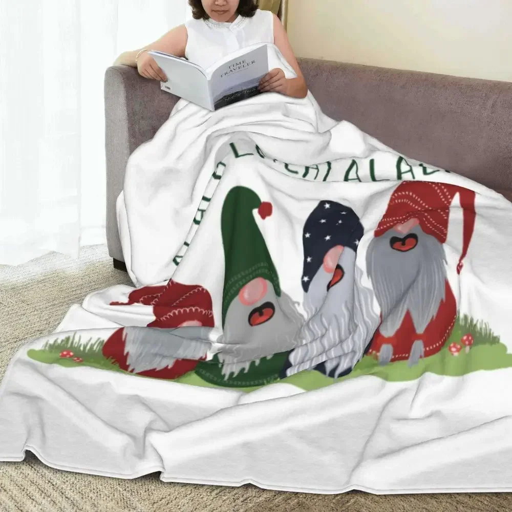 

Merry Christmas Gnomes Flannel Blanket Quality Warm Soft Xmas Gift Fun Throw Blanket Winter Travel Bed Bedspread Sofa Bed Cover