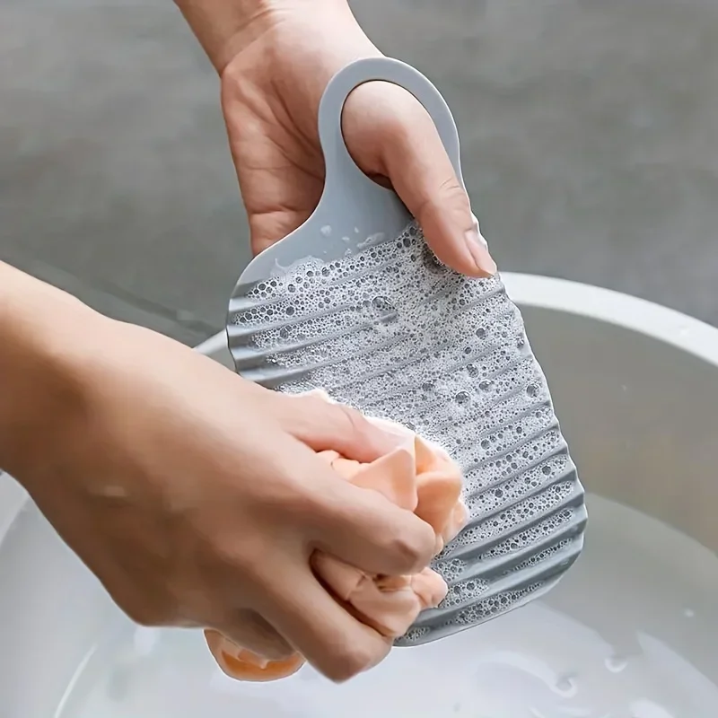1PC New Portable Mini Laundry Board, Soft Glue Foldable, Non-slip Hand Wash Scrubboard For Clothes, Perfect For Travel & Outdoor