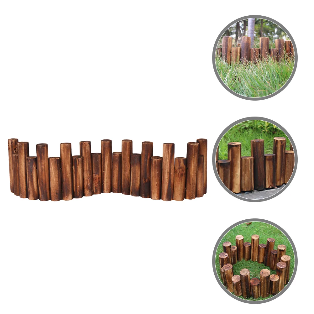 

Lawn Landscape Edging Flower Bed Border Wood Fence Garden Decorations Natural Flowerbed