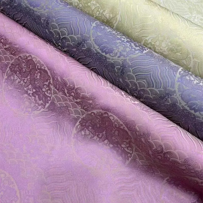 JS Tessuto di raso jacquard 24momme Abito in stile cinese Cheongsam Baco da seta