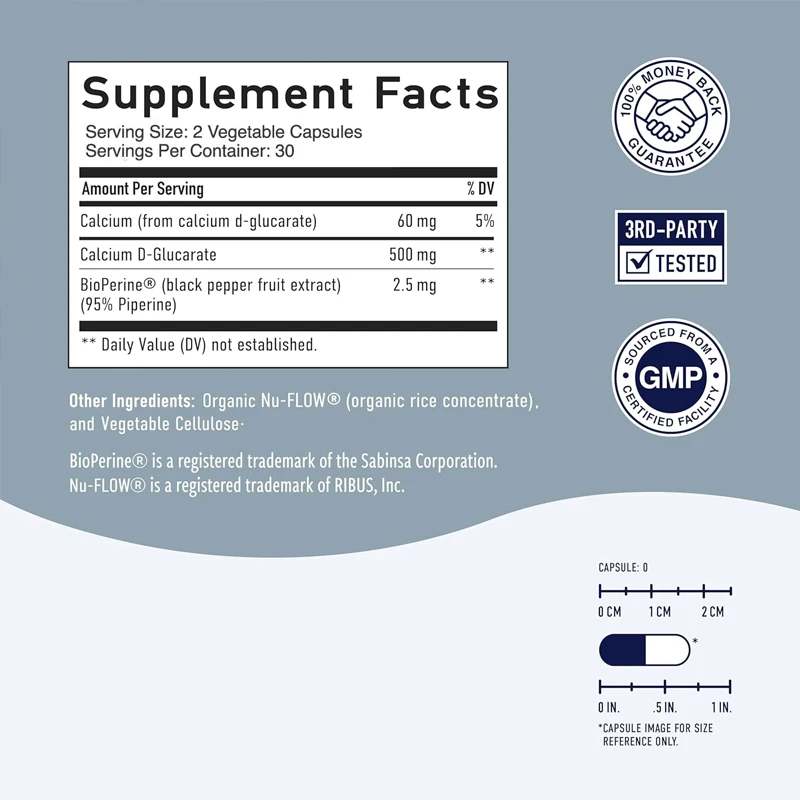 Cápsulas de gluconato de calcio D | |   500 mg de vegano puro para limpieza del hígado, metabolismo, equilibrio hormonal y apoyo menopausal