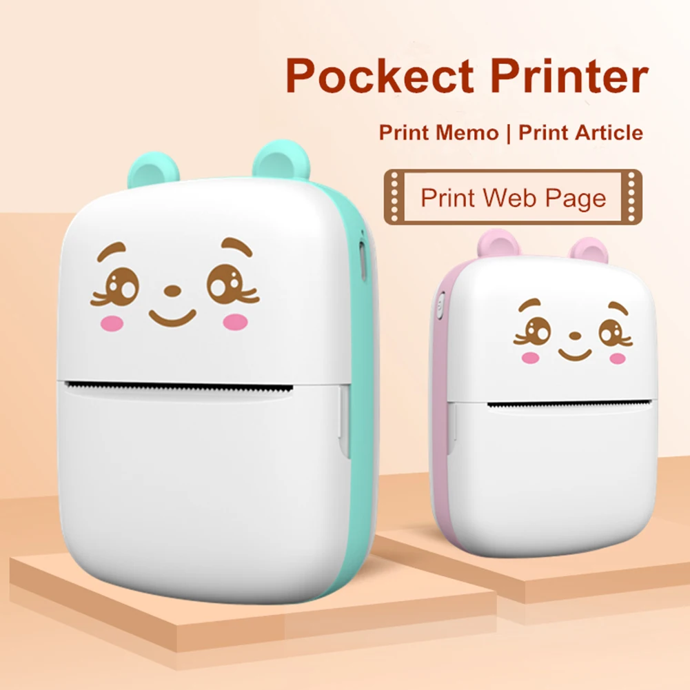 Mini Portable Printer Wireless Inkless Self-adhesive Thermal Printer Bluetooth Memo Impressora Portatil Inkless Printing Machine