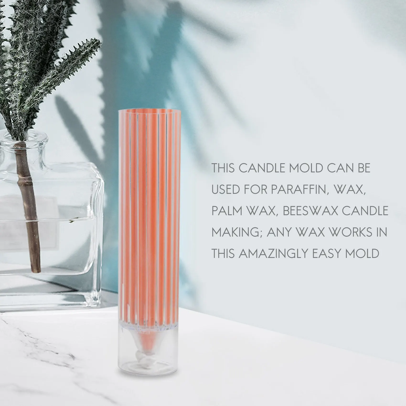 BAAG-Pillar Candle Mold Cylinder Rib Plastic Candle Molds 6 Inch For Candle Making DIY Handmade Candles