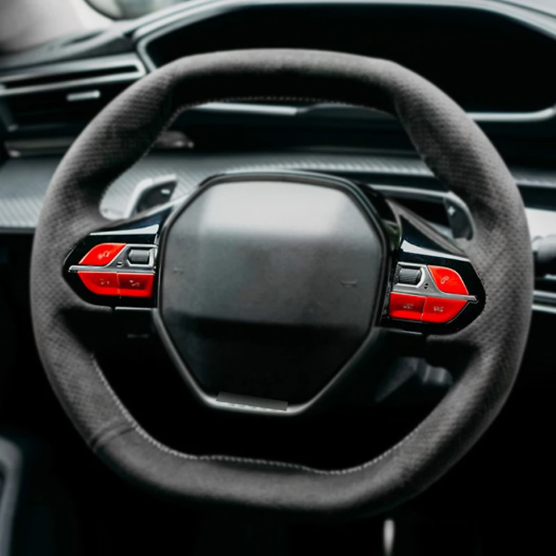 For Peugeot 2008 2022 2023 2024 Car Steering Wheel Button Switch Decoration Cover Sticker Interior Accessories