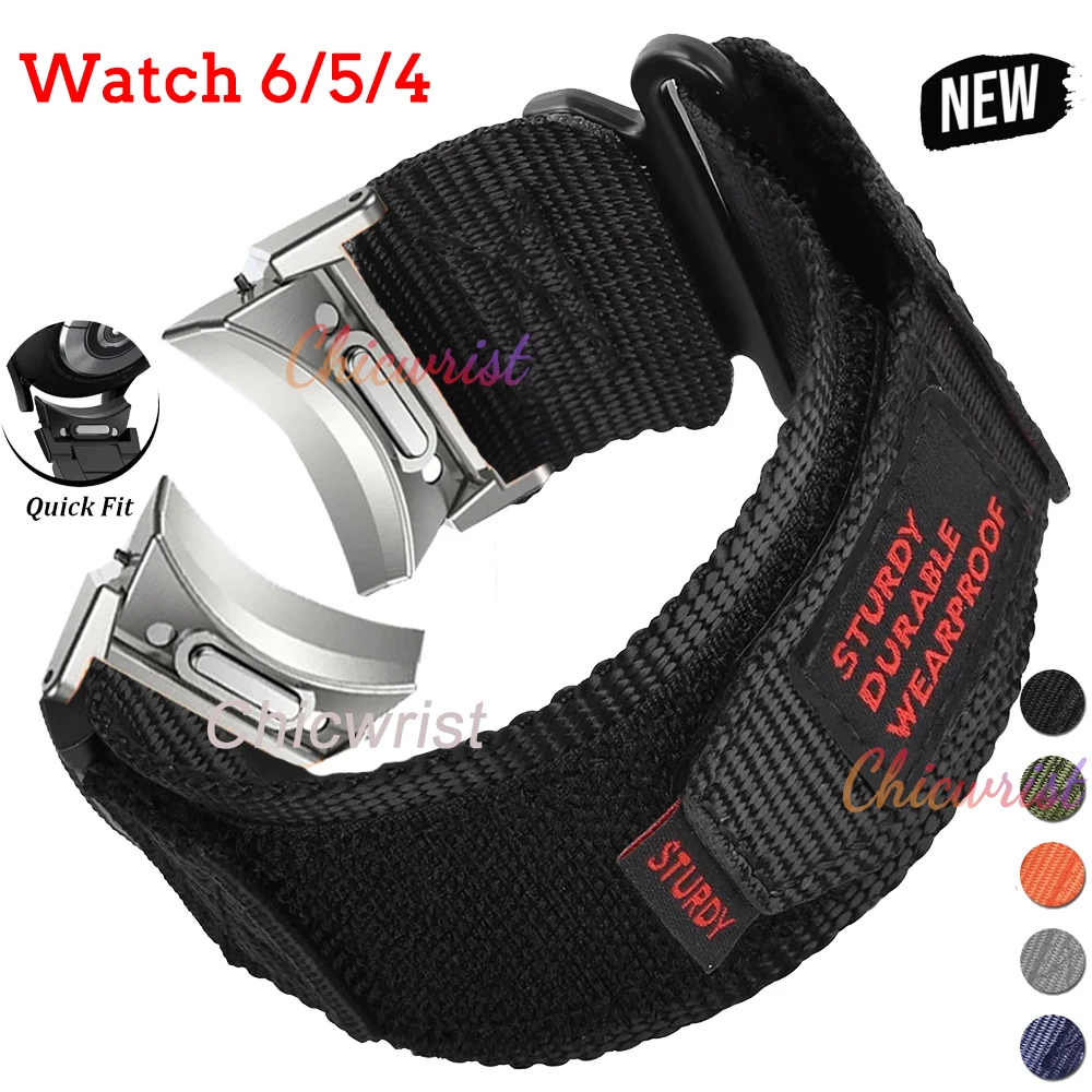 

No Gaps Nylon Strap for Samsung Galaxy 4/5/6 40mm 44mm 6 4 Classic 43 47mm 42 46mm Quick Fit Bracelet for Watch 5 Pro 45mm Band