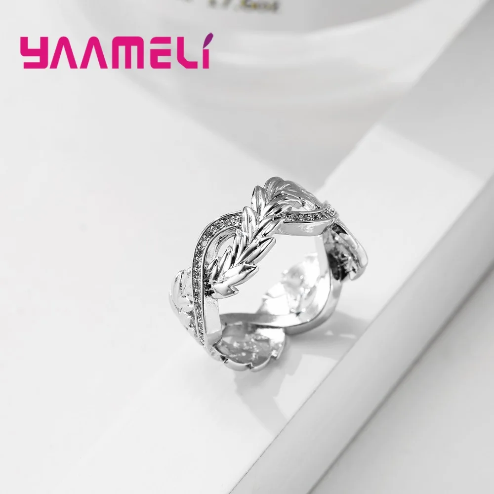 New Fashion Feather Rotation Real 925 Sterling Silver Rings Fast Shipping Ring Austrian Crystals Dropshipping High Quality