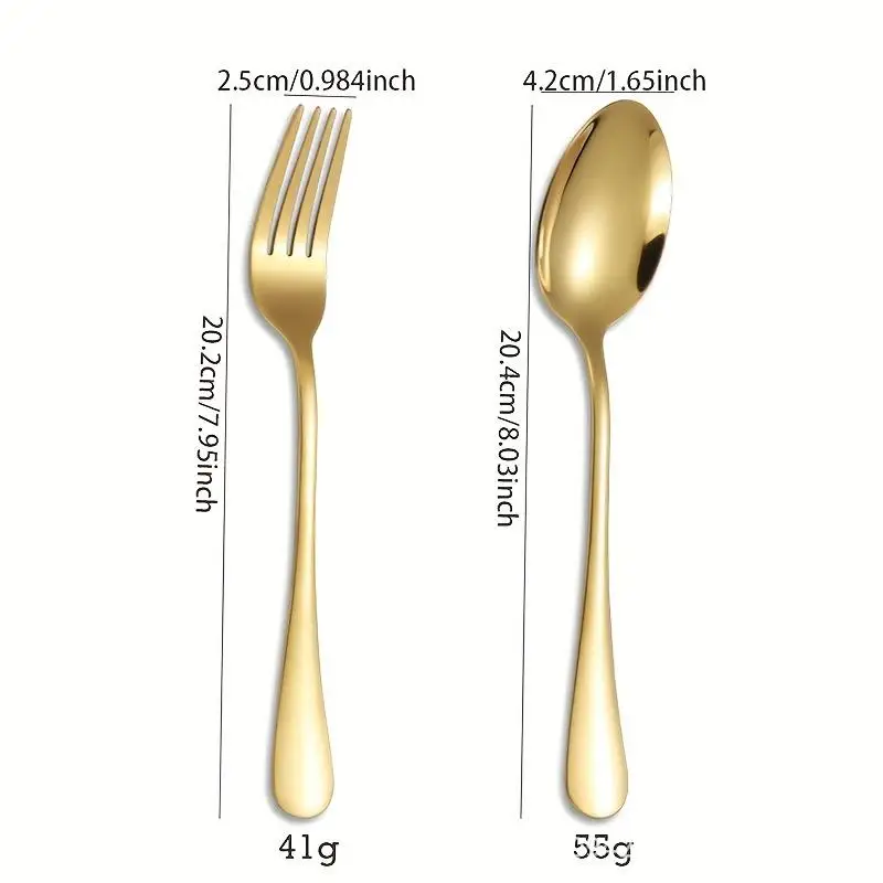 6/12PCS Stainless Steel Spoon & Fork Set Silver Gold Kitchen Household Tableware Set Food Grade Thick Teaspoon