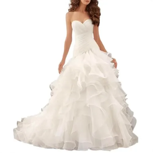 Novo vestido de noiva com cauda de organza na cintura rabo de peixe