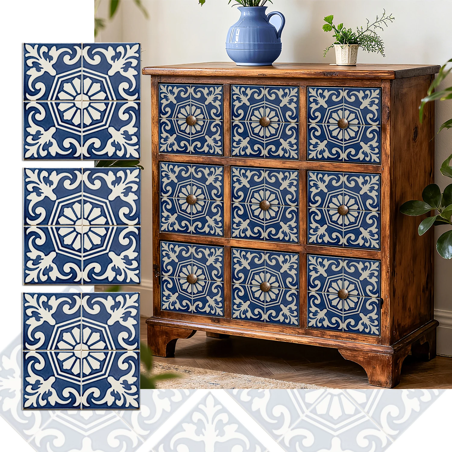 

36 floral pattern kitchen and bathroom tile stickers, self-adhesive wall decoration, home decoration wall stickers