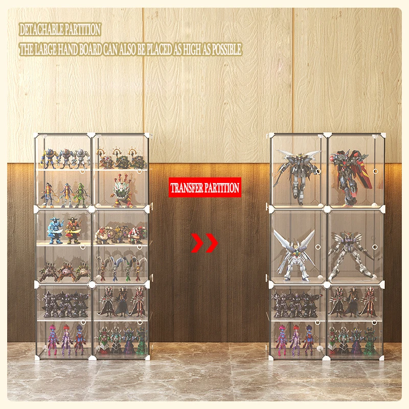 1pc Clear Showcase Doll Toy Storage Organizer Box Building Block Stand Storage Box Case Waterproof Dustproof Household Cabinet