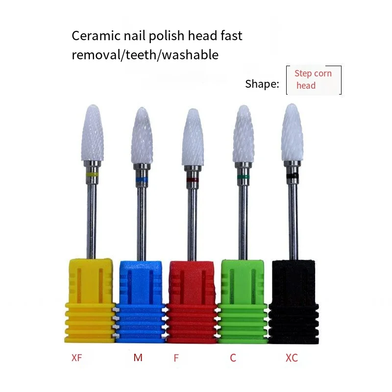 1pcs Nail Drill Bit, Shank Professional Corn Shape Ceramic Electric Milling Cutter Manicure Machine Accessories Nail