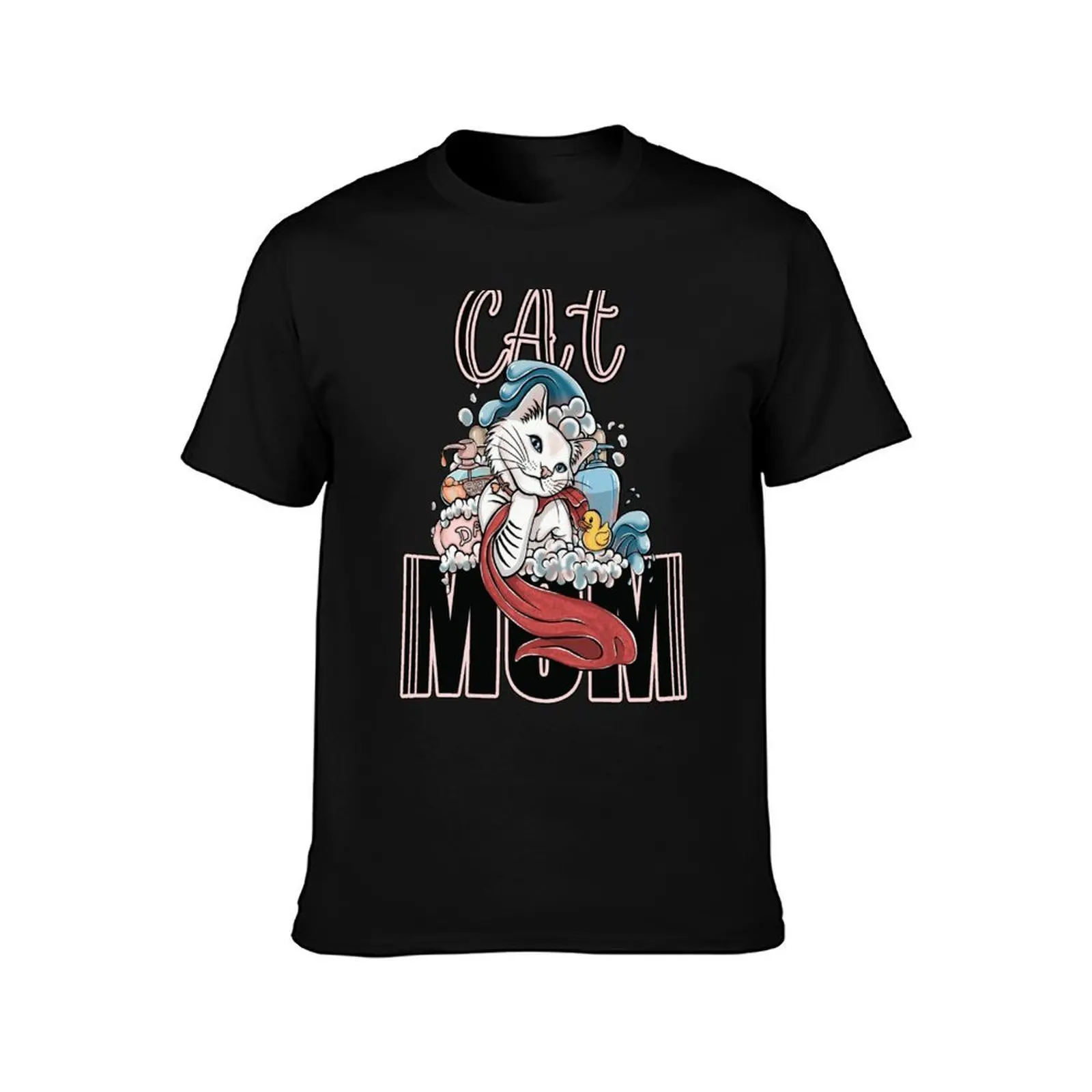 Cat mom, and yellow duckling T-Shirt, Summer Casual Cotton Tee, Oversized Streetwear Tops, Vintage Graphic Print, 100% Cotton