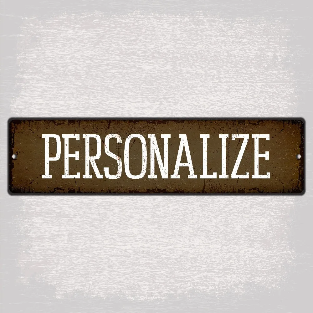 Customizable Personalized Text Long Metal Plaque, Distressed Vintage Street Style Wall Sign for Home Bar Garage Decor (Decor Onl