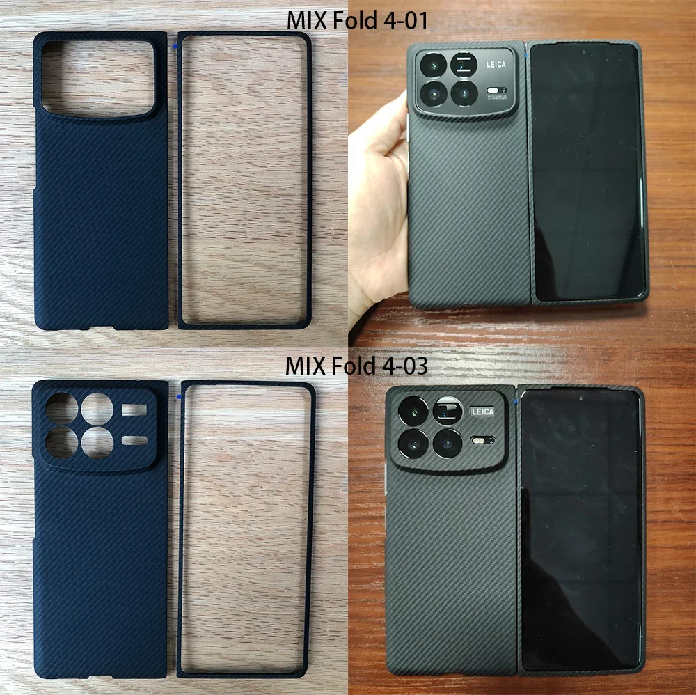 Gray phone black case for Xiaomi MIX Fold 4 fold4 Kevlar case real Aramid Carbon Fibe case Geometric Non-Slip lightweight 01-04