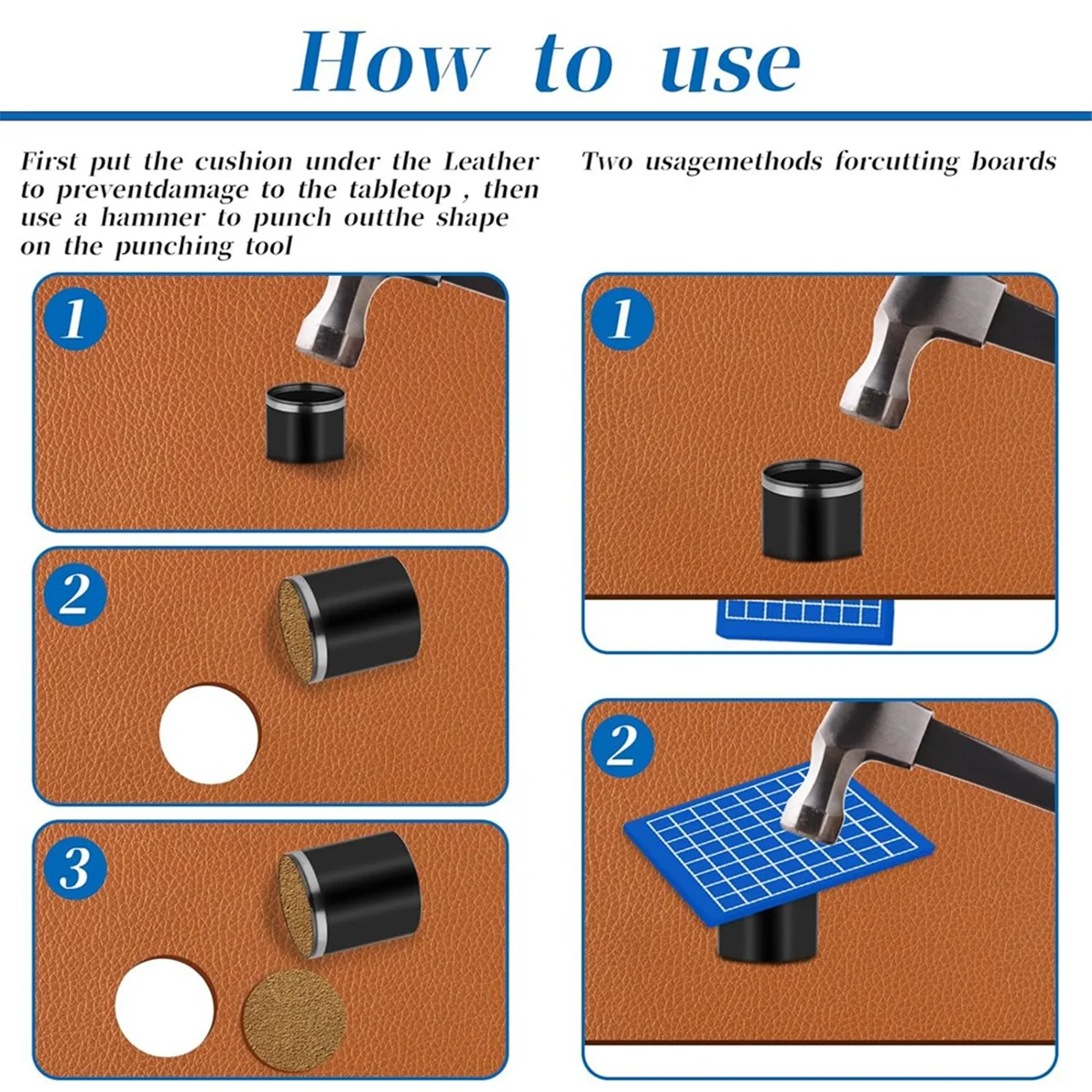 

7 Sizes Hole Punch Set Leather Circle Cutter Tool Set Round Hole Punch 20mm - 50mm Hollow Punch Cutter Tool Set A005