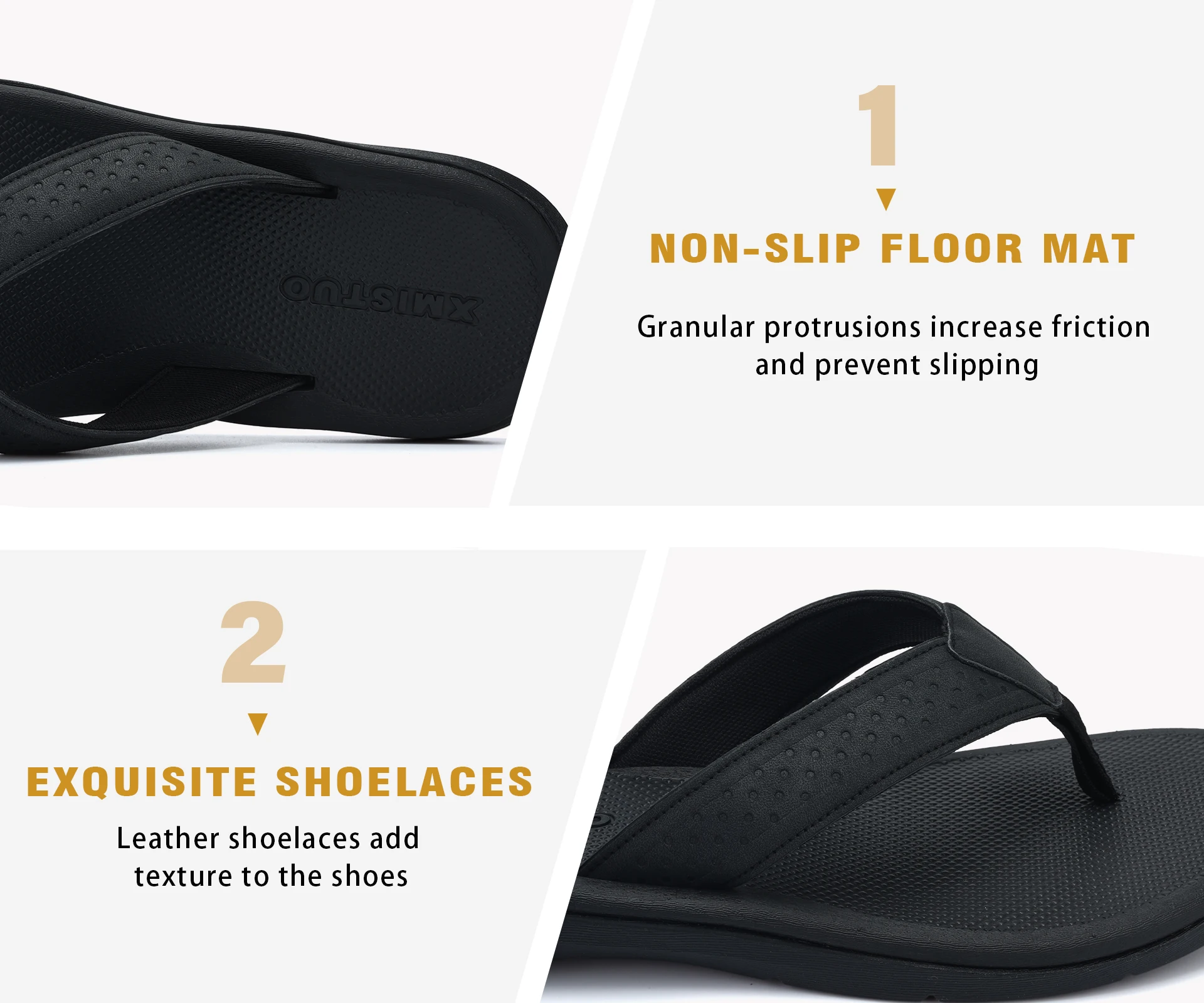 Herren-Sommer-Retro-Stil Flip-Flops mit dicker Sohle und Fußgewölbestütze für Outdoor-Aktivitäten und Strandmode – Detail 1