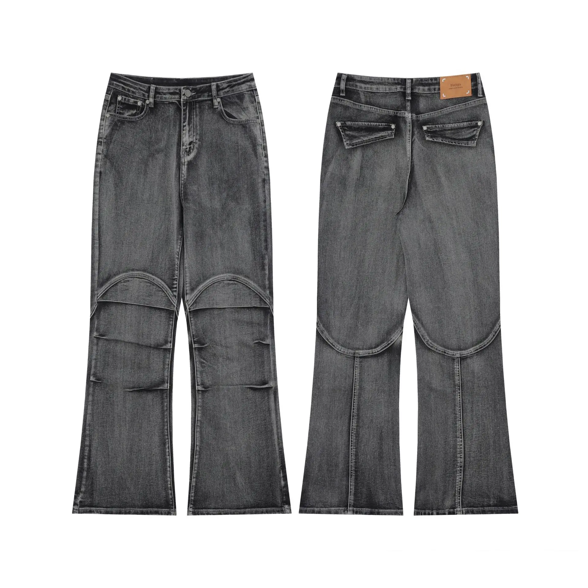OR FL Women's Wasteland Wind Wash And Age Splicing Cotton Jeans Neutral Fold Design Sense Tapered long Pants Y2k