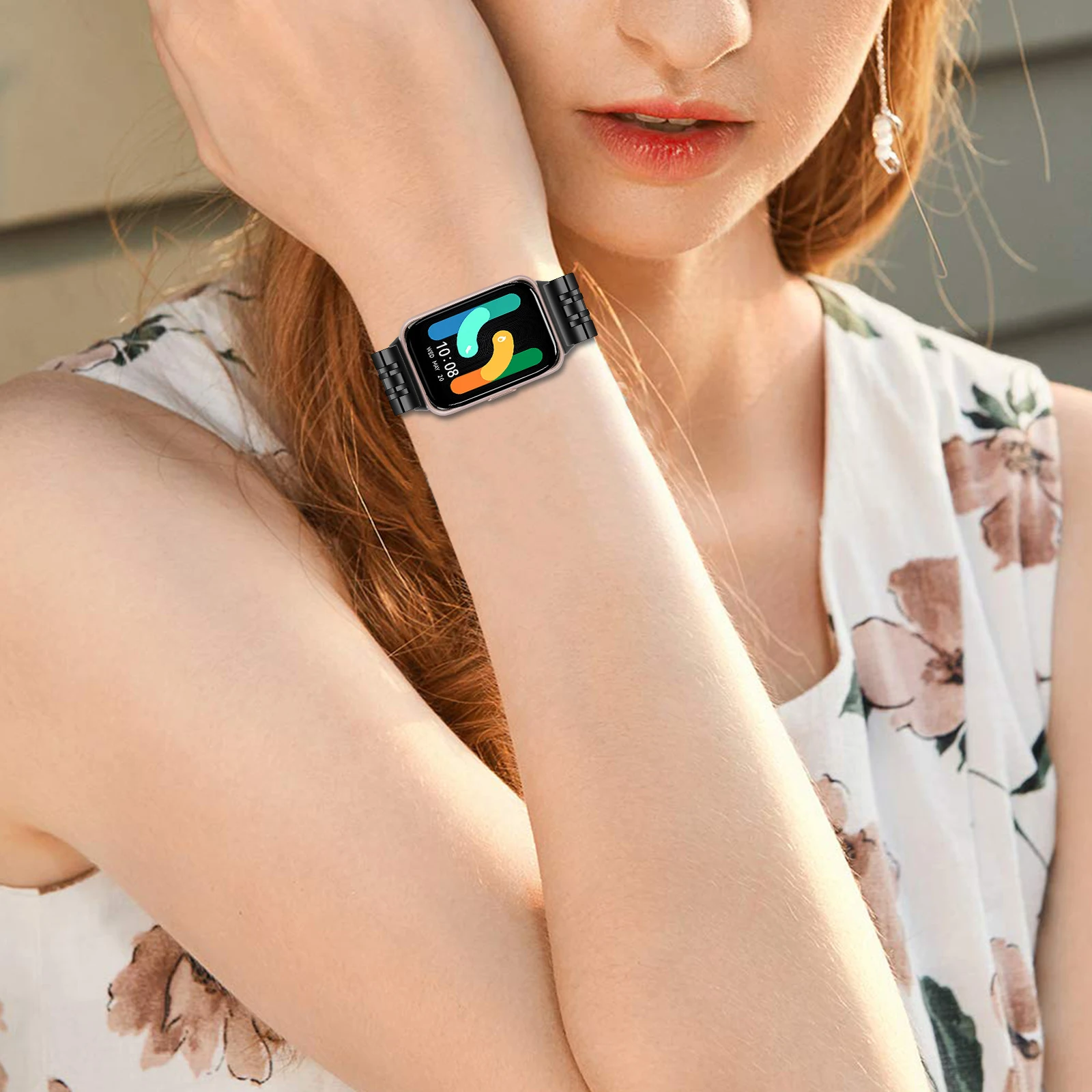 Pulseira de aço inoxidável para Smartwatch, pulseira de metal, pulseira, apto para Samsung Galaxy Fit 3, SM-R390, Fit3, SM-R390