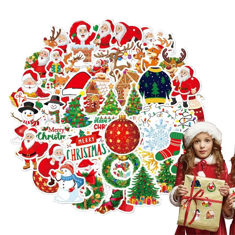 Scrapbook Stickers Christmas Theme 50X Waterproof Holiday Stickers Decals Aesthetic Stickers For Scrapbooking Crafts Kids