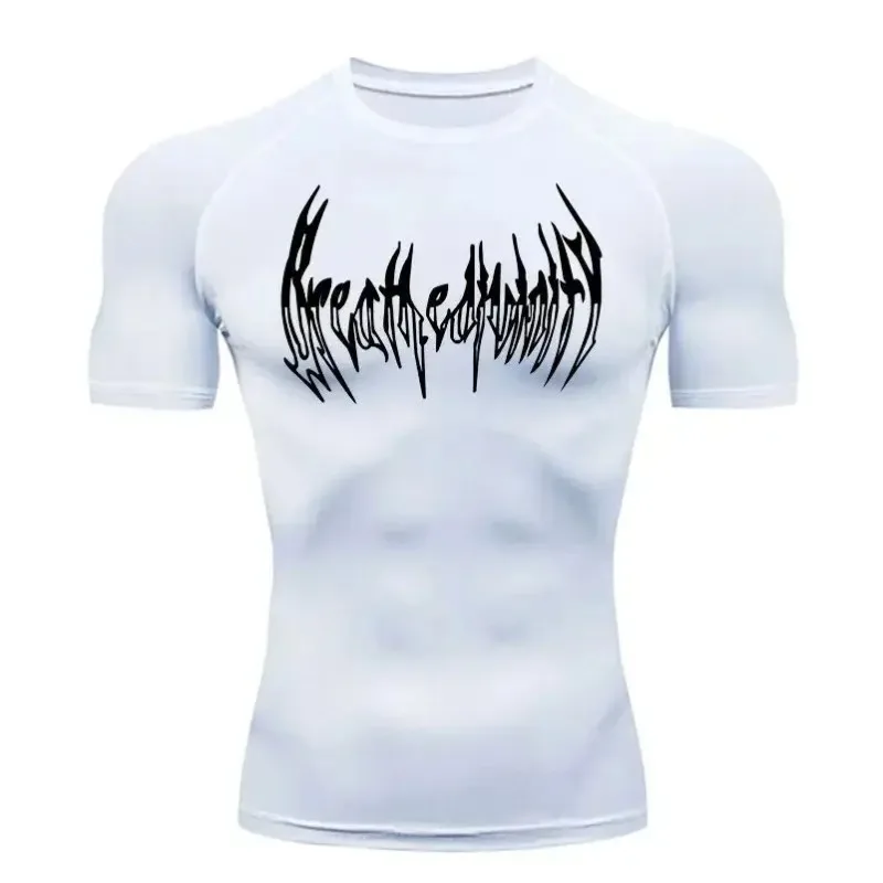 Men's Gym Workout High-Elasticity Compression Youthful Sleeve Summer Universal Fitness Sweatshirt Elastic Breathable Slim Fit image 3