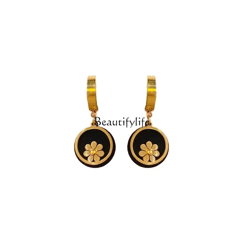 Flower Round Earrings for Women, Temperament Ear Clip, Simple and Stylish Personality Earrings