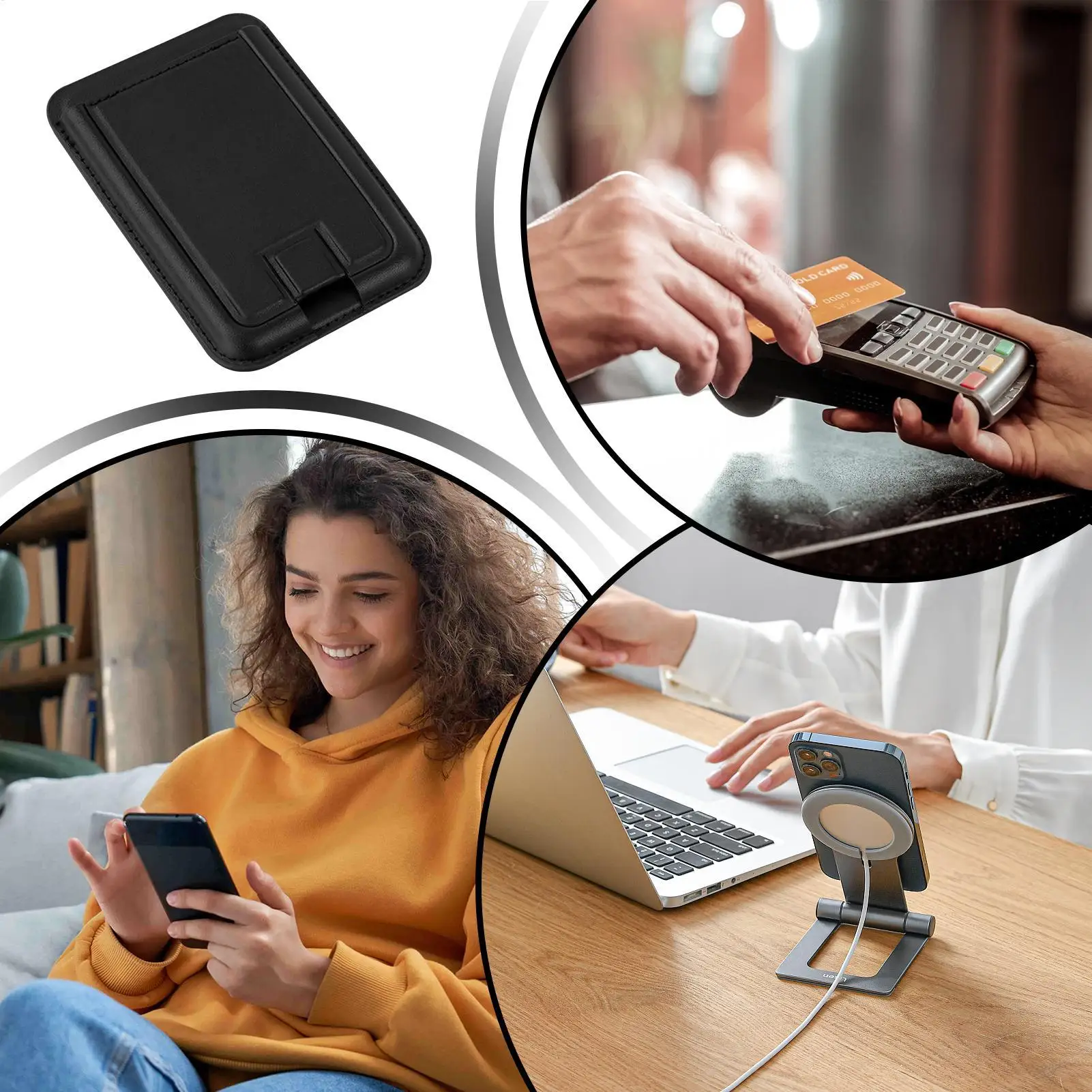 마그네틱 전화 카드 홀더 마그네틱 전화 지갑 스탠드 카드 홀더 신용 데스크 여행 남성용 휴대용 모바일 액세서리