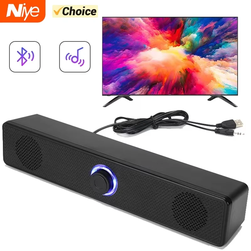 4D Stereo Sound Bluetooth Computer Speaker Bar Subwoofer Loudspeaker With Mic For Macbook Laptop Notebook PC Music Player