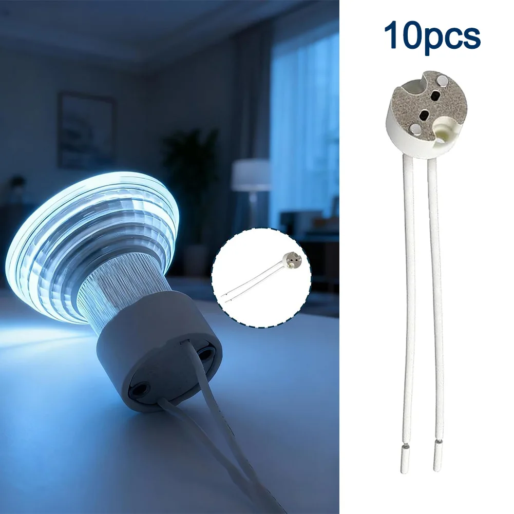 GU5.3 MR16 Socket Lamp Holder 10 Pack for 12V LED and Halogen Bulbs with Flexible Wiring and Insert Rotate Function