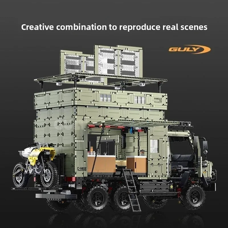 7310pcs Guly 10661 Unimog Off road RV Building Blocks  Remote Control Assembly Model Pendant Toy Male Model Bricks Toys Adults