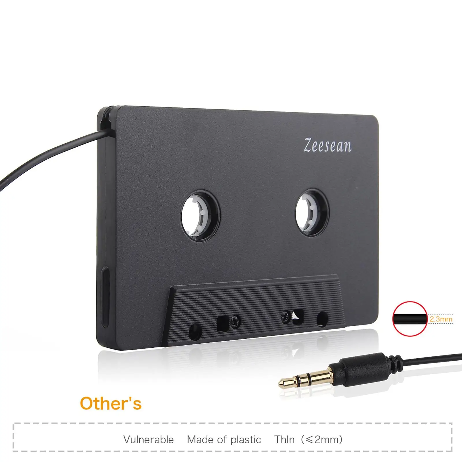 Aux Car Cassette Adapter with 3.5mm Plug for Auto Tape Player MP3 Converter Compatible with Walkman and Home Stereo Decks