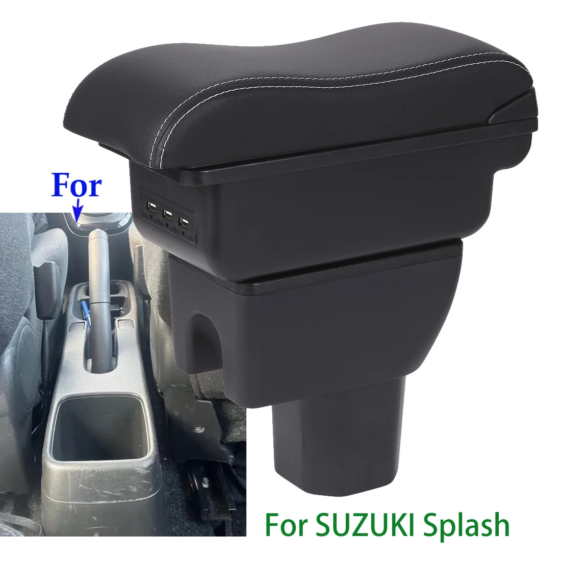 For SUZUKI Splash Armrest Box For Suzuki Splash Car Armrest Auto Storage Box Arm Bracing heighten Interior Details Retrofit Part