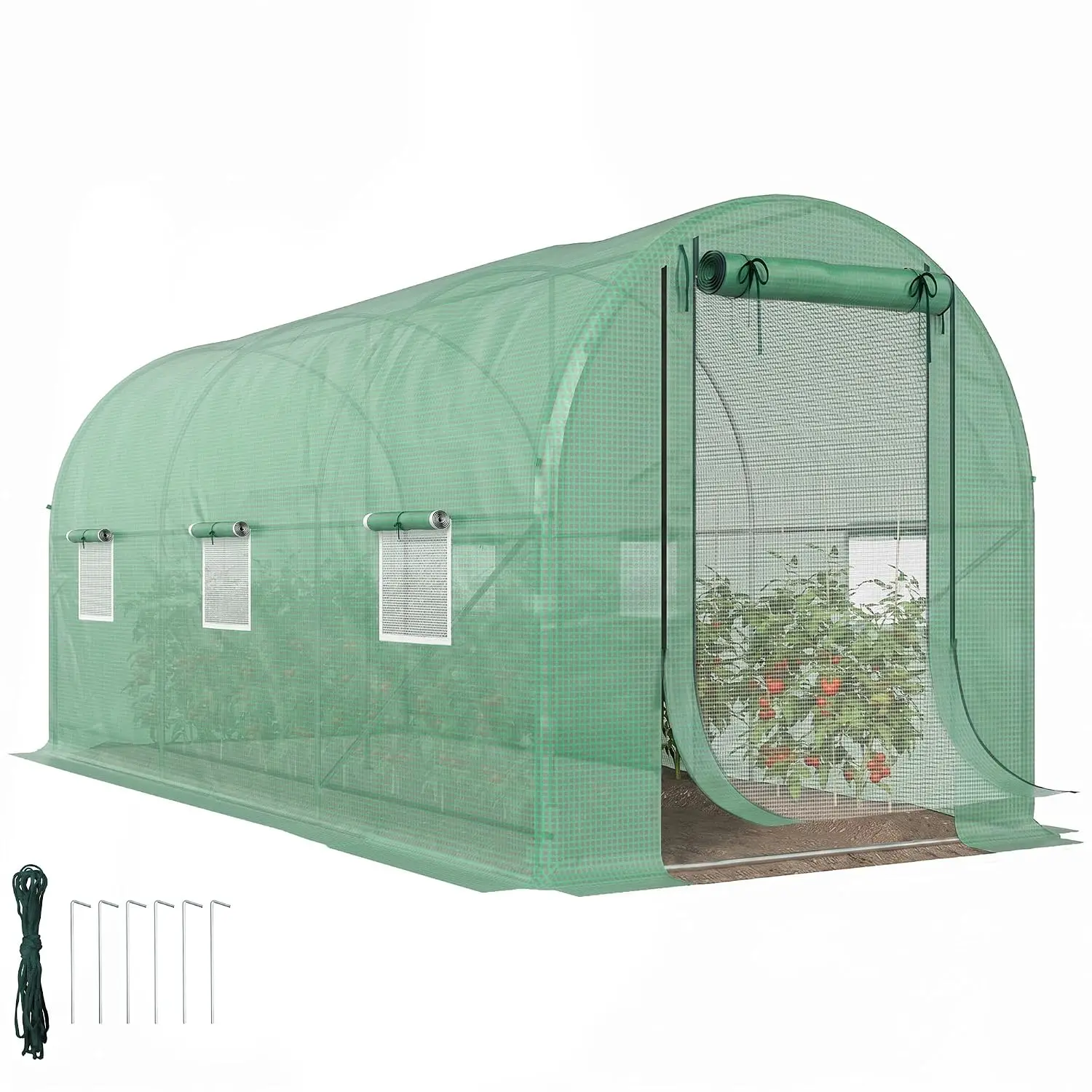 14.6x6.5x6.6ft Hoop House Greenhouse with 2 Support Rods Outdoor Plant Growing Shelter, Customized