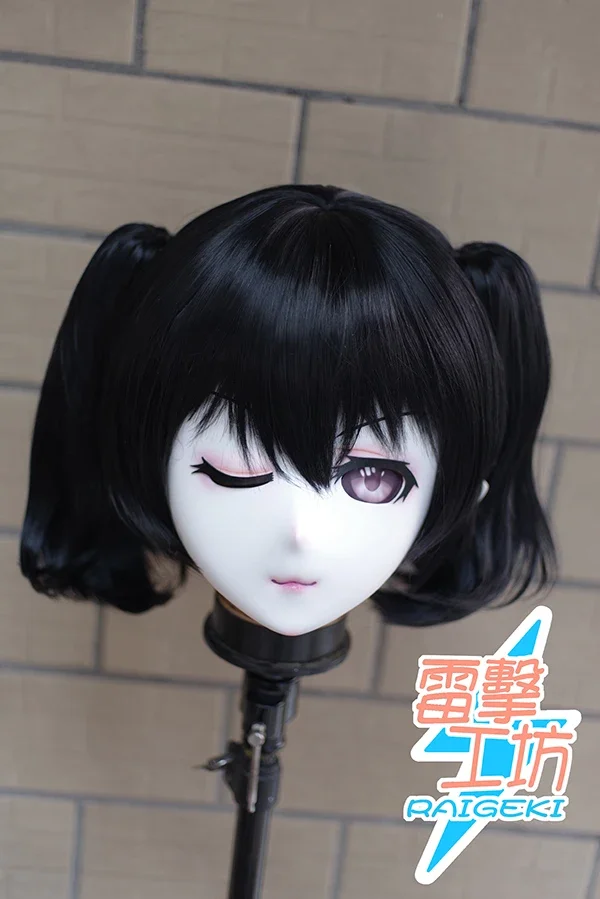 (RAIGEKI MAKS 55) Resin 3/4 Head Female/Girl Kigurumi Anime Cosplay Masks Crossdress Japan Role Lolita Crossdresser DOLL BJD Cos