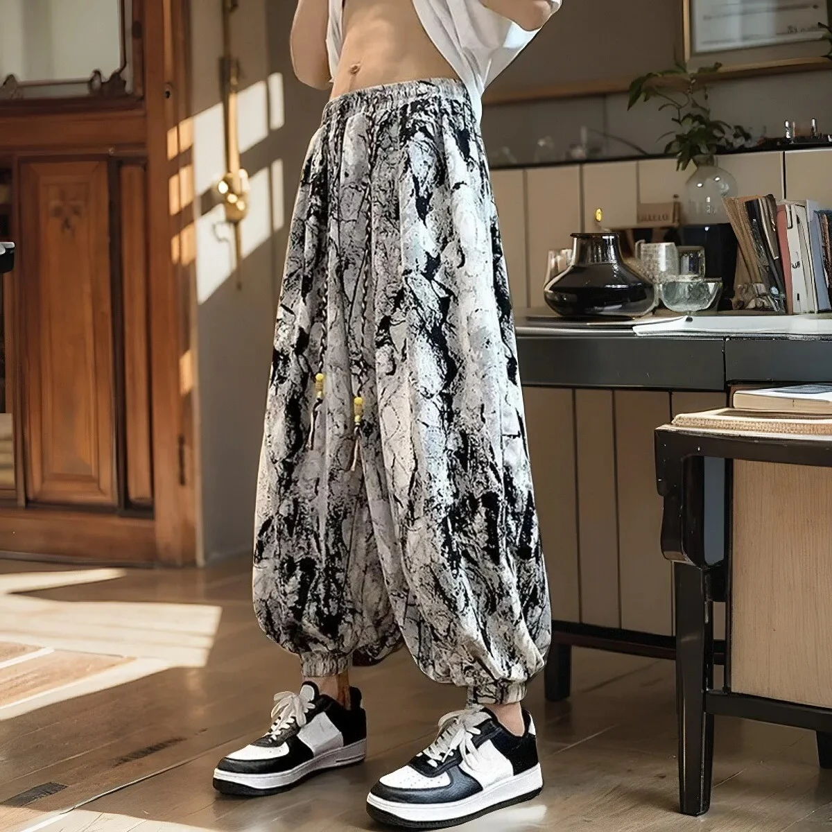 

Thin Men's Casual Pants Summer Korean Style Harajuku Fashion Streetwear Designer Spandex New in Regular Fit Sale Male Trousers