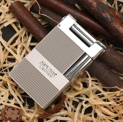 SPUNK Creative Sand Wheel Slant Fire Metal Lighter Butane Gas Lighter Outdoor Windproof Cigarette Lighter Men's Gift Collection