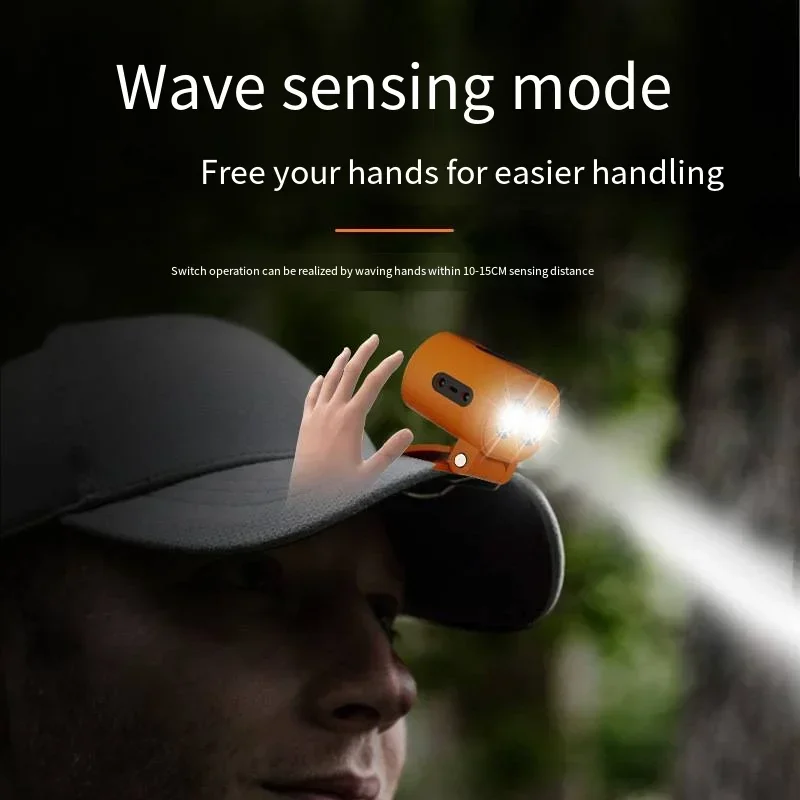 Multi-function Mini Camping Cap Lamp  Light LED Headlamp Induction Headlight USB Rechargable Smart Cap Clip Wrist Light