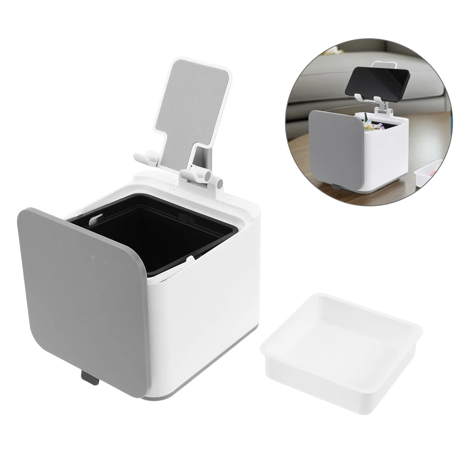 

Trash Can Phone Holder Mini Desk Green Cute Storage s Room Foldable Retractable Space Saving Multi Scene Small Square