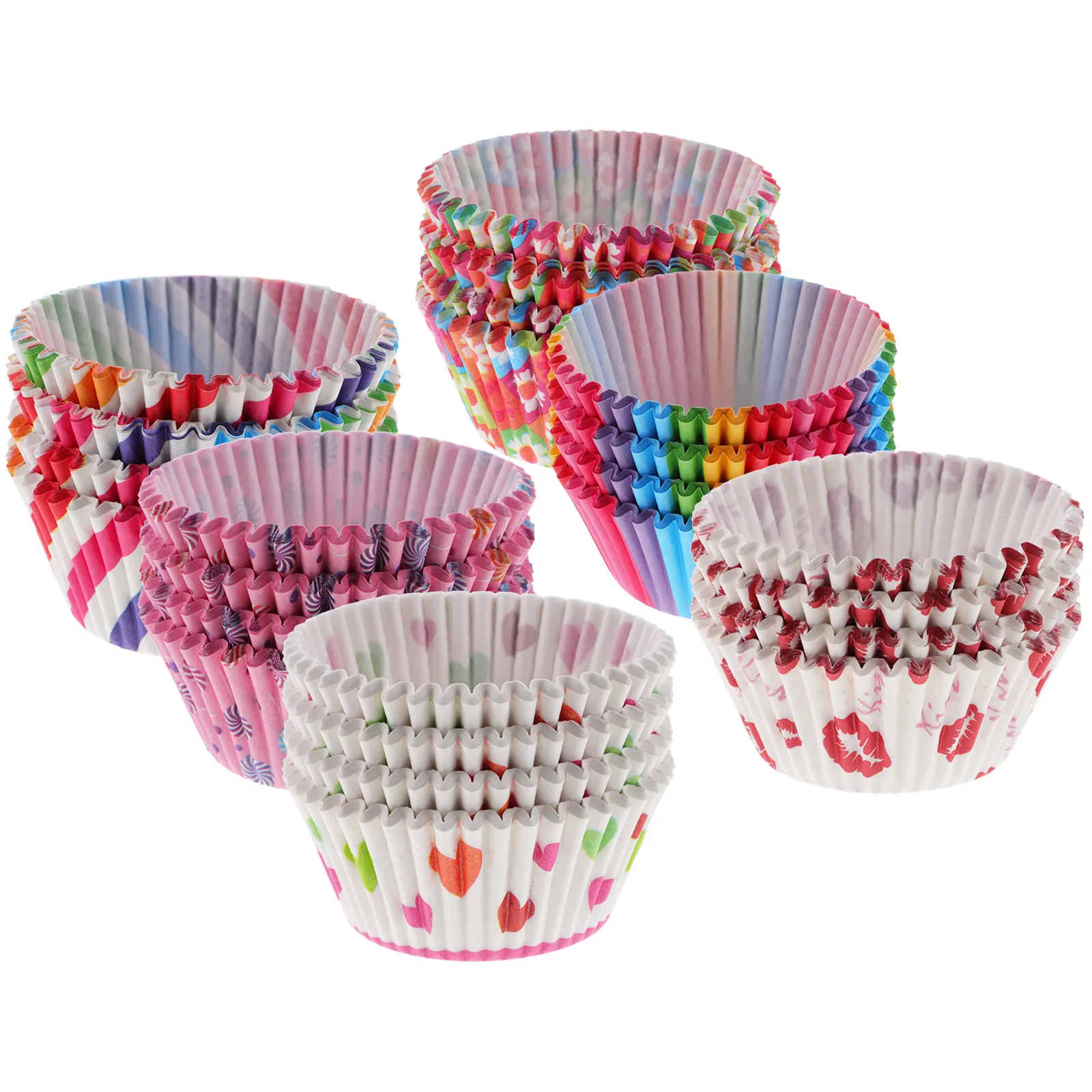 600Pcs Baking Cupcake Cases Greaseproof Paper Liners Multicolor Cupcake Wrappers for Wedding Birthday Party Muffin Baking Cups