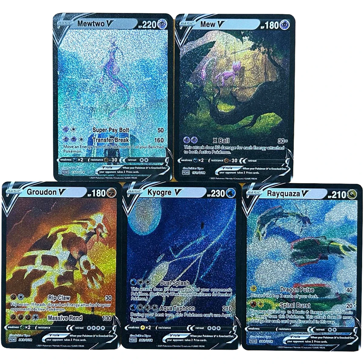 5Pcs/set Diy Ptcg Mew Rayquaza Mewtwo Kyogre Groudon Flash Card Self Made Classic Game Anime Collection Cards Gift Toy