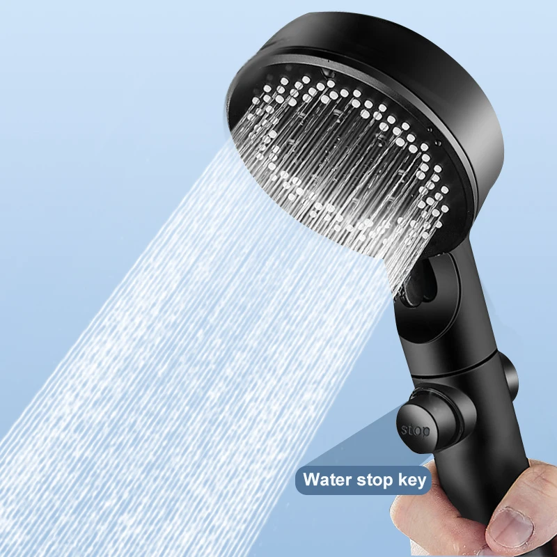 Zhangji 5 Modes Ajustable High-pressure Shower Head One-key Stop Water Water-saving Hand-held Shower Head Bathroom Accessories