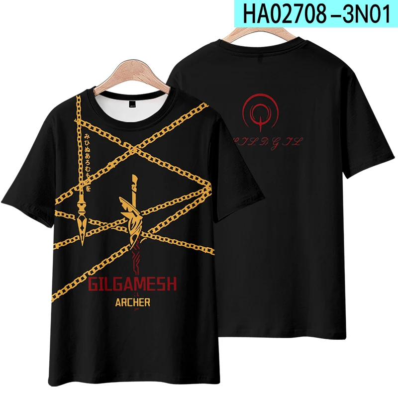 Game Fate Grand Order Gilgamesh 3D Print T Shirt Women Men Summer O-neck Short Sleeve Funny Tshirt Fate Stay Night Graphic Tees