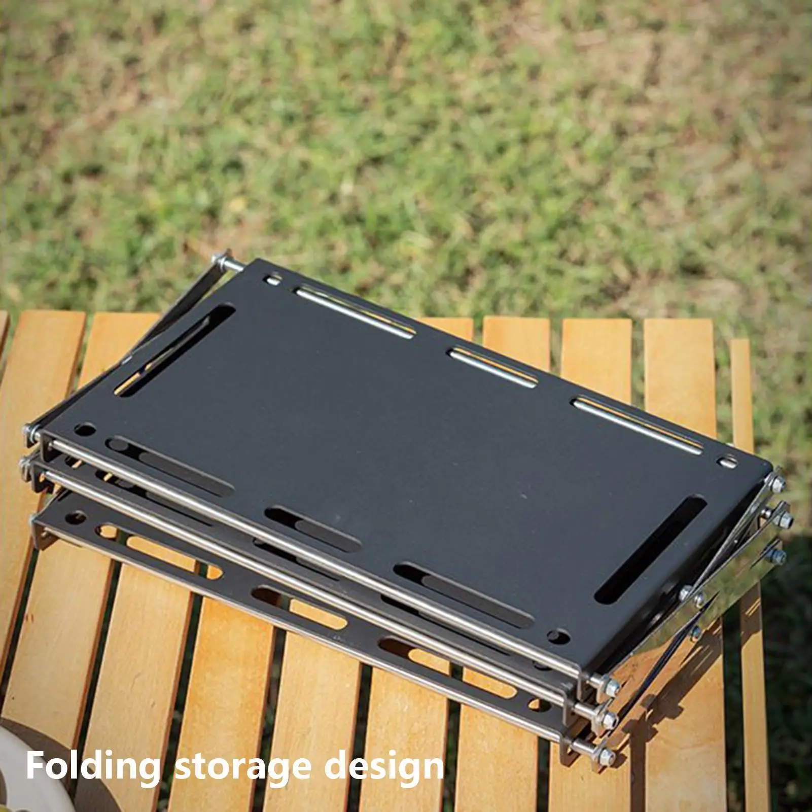 Rak Camping Stainless Steel 3-Tingkat Meja Pajangan Rak Penyimpanan 3-Tingkat Untuk Dapur Camping Piknik Memancing Halaman Belakang